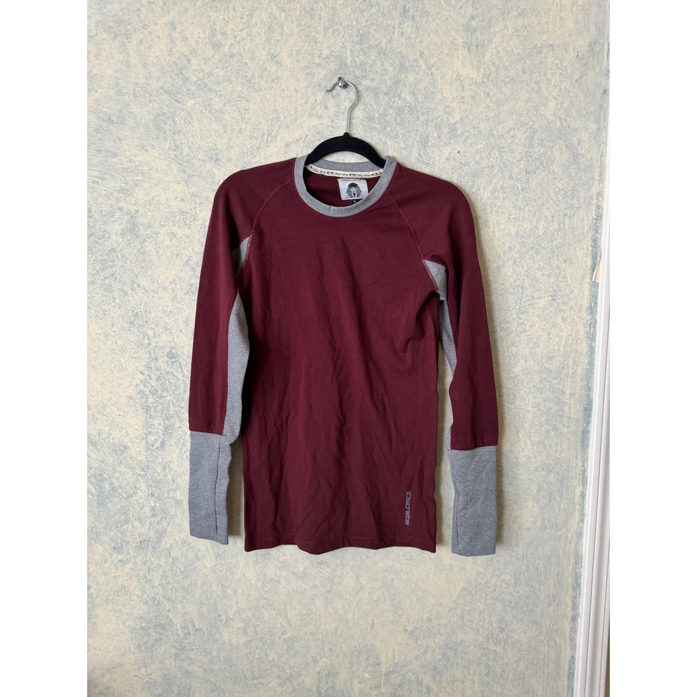 Discrete Base Layer Top Unise Medium Burgundy Grey Excellent Ski Snowboard Shirt
